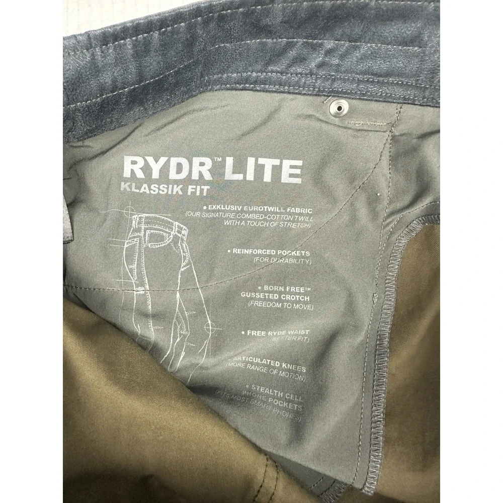 Kuhl Pants Mens 36x32 Olive Rydr Lite Klassik Fit Canvas Stretch 5 Pocket Casual